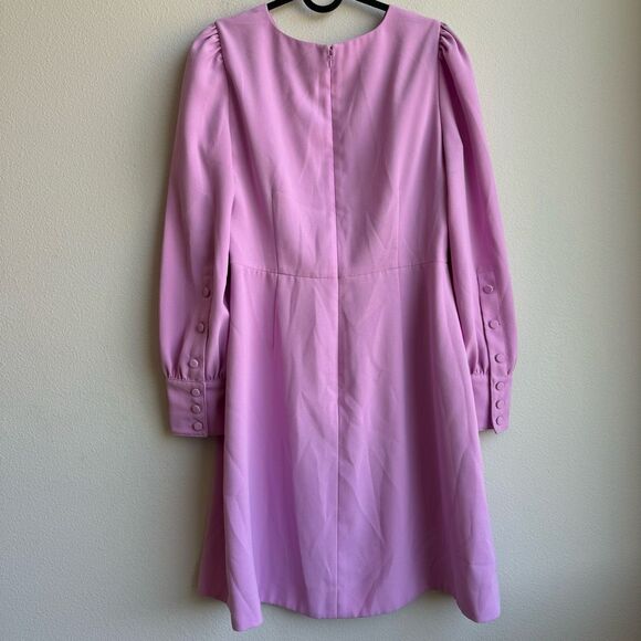 J. Crew Long Sleeve Dress Button Detail 365 Crepe Sundrenched Peony Lilac Size 6 - Picture 6 of 7